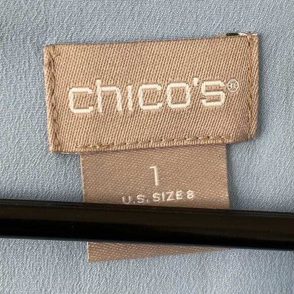 CHICO'S Kimono Maxi Dress Medallion Print Blue Size 8 Front Slit V Neckline Boho - Picture 6 of 7